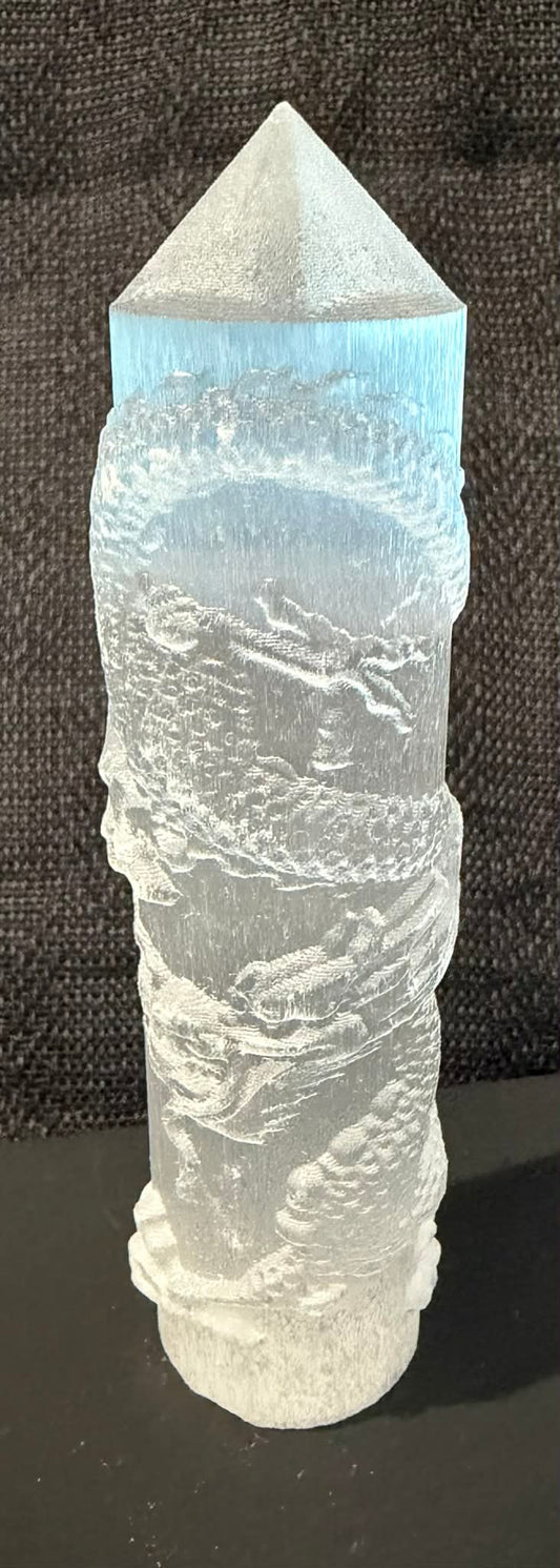 Selenite Carvings, Towers and Bracelet Stands