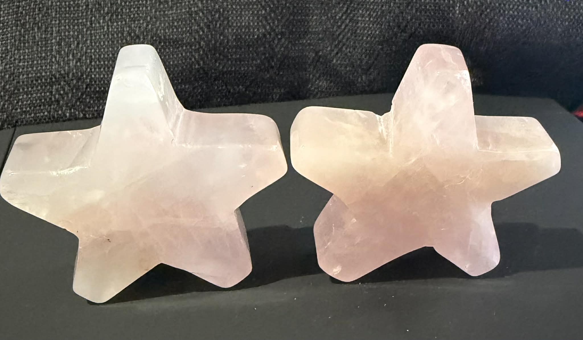 Rose Quartz Star and Moon Carvings
