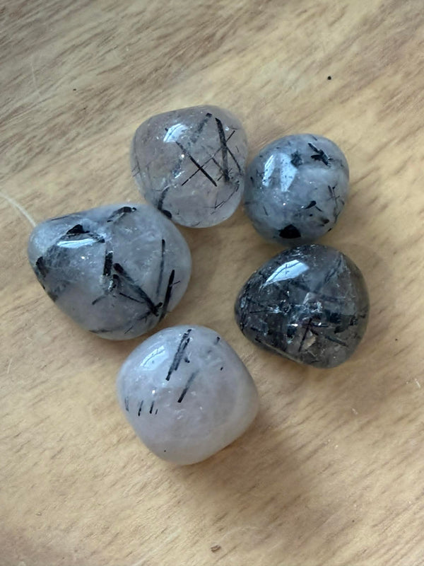 Black Rutile Quartz Tumbles