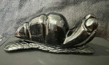 Silver Obsidian Snail Carving