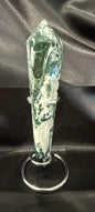 Moss Agate Wand with Stand