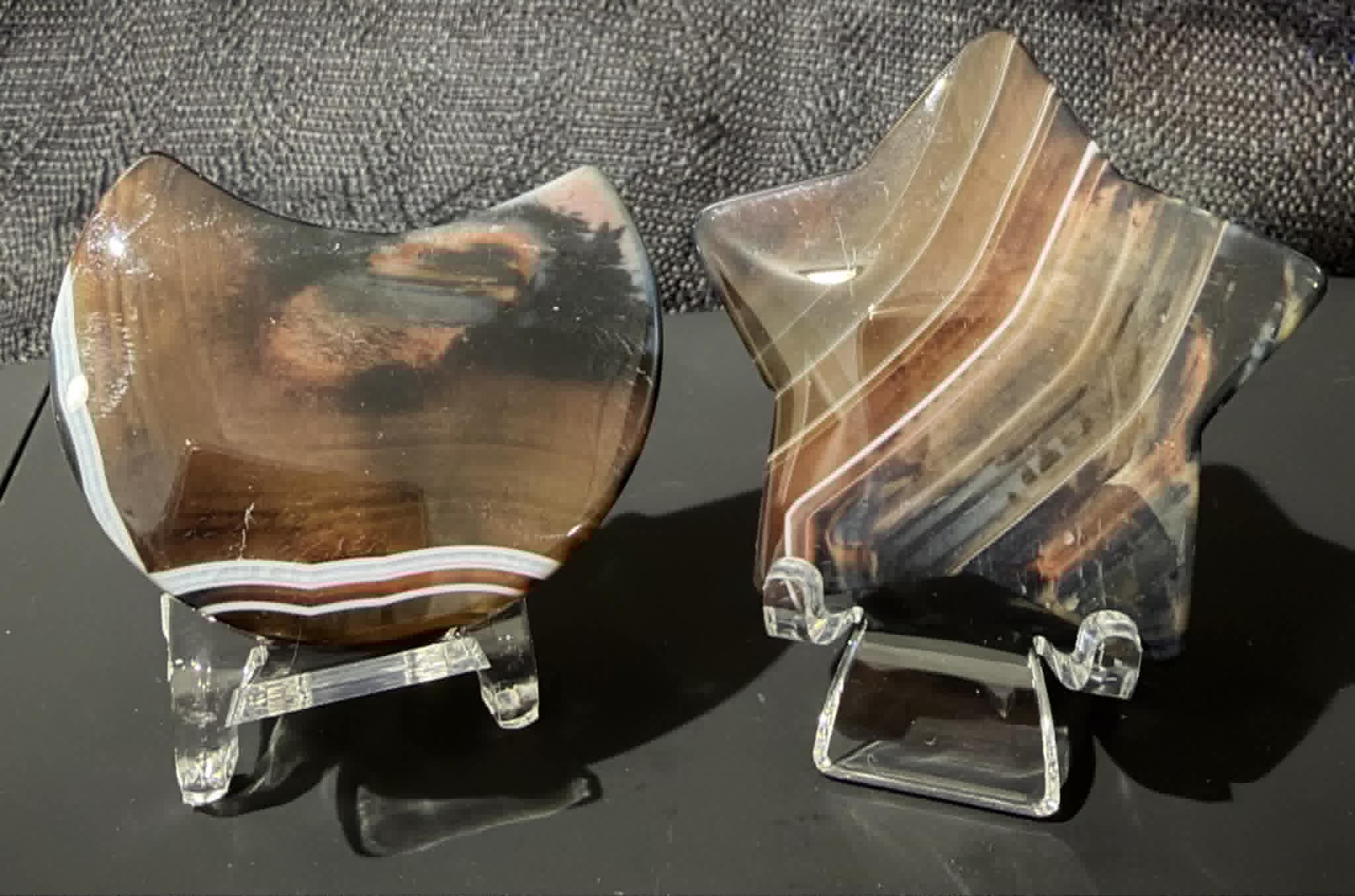 Botswana Agate Star and Moon Carvings
