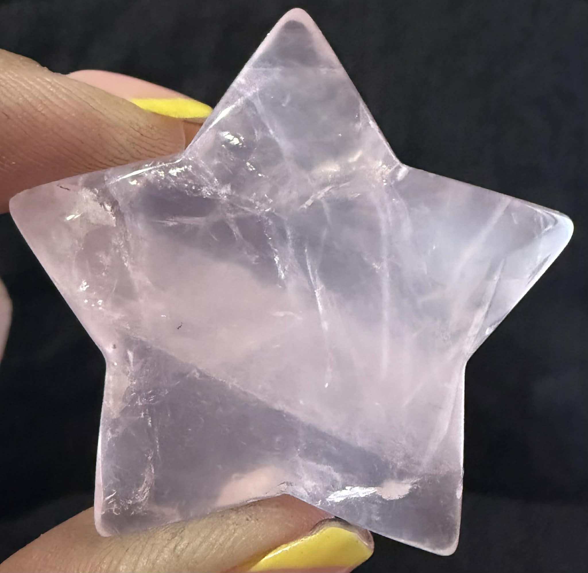 Rose Quartz Star and Moon Carvings