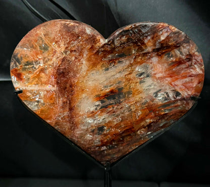 Fire Quartz Heart with Stand