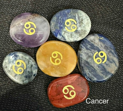 Crystal Palm Stones with Zodiac Symbols