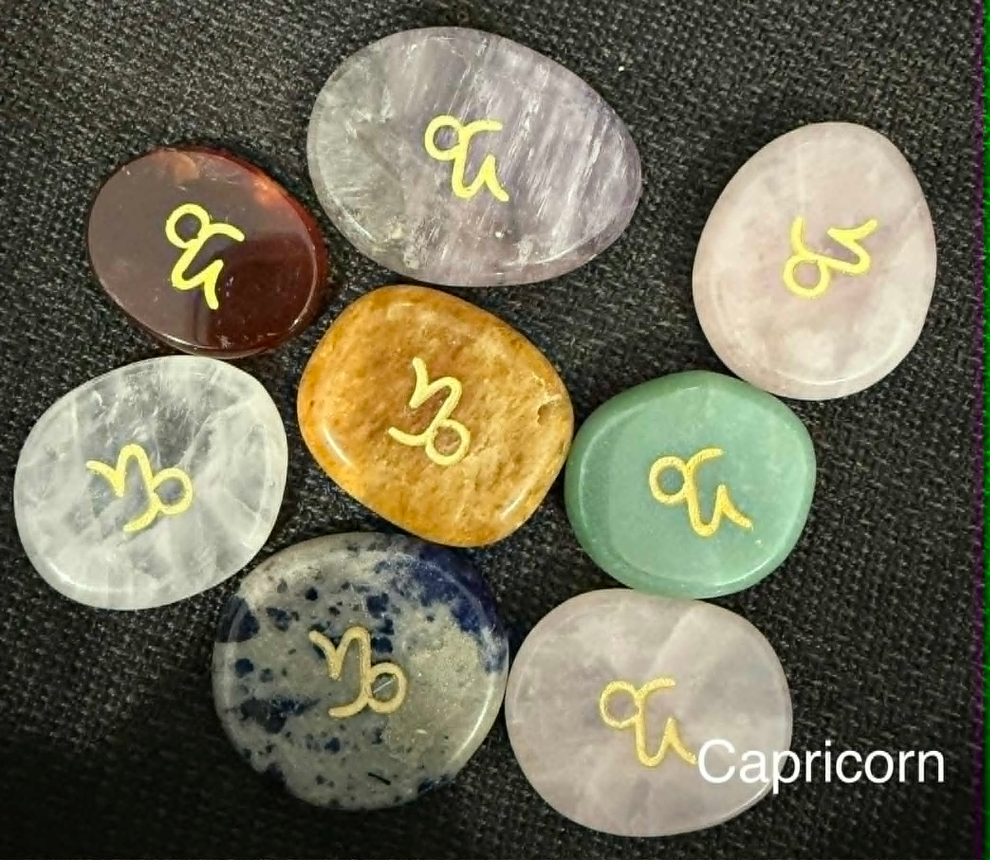 Crystal Palm Stones with Zodiac Symbols
