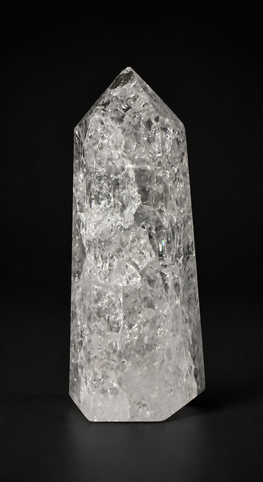 High-Quality Clear Quartz Tower with Rainbow
