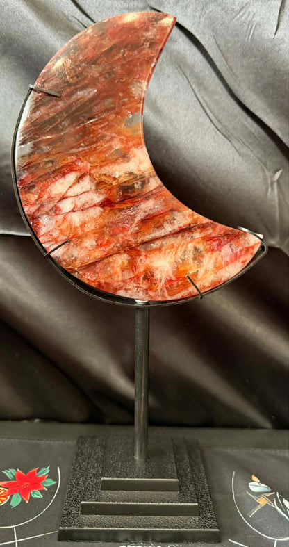 Fire Quartz Moon with Stand