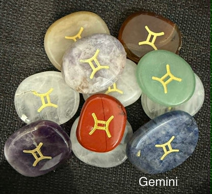 Crystal Palm Stones with Zodiac Symbols