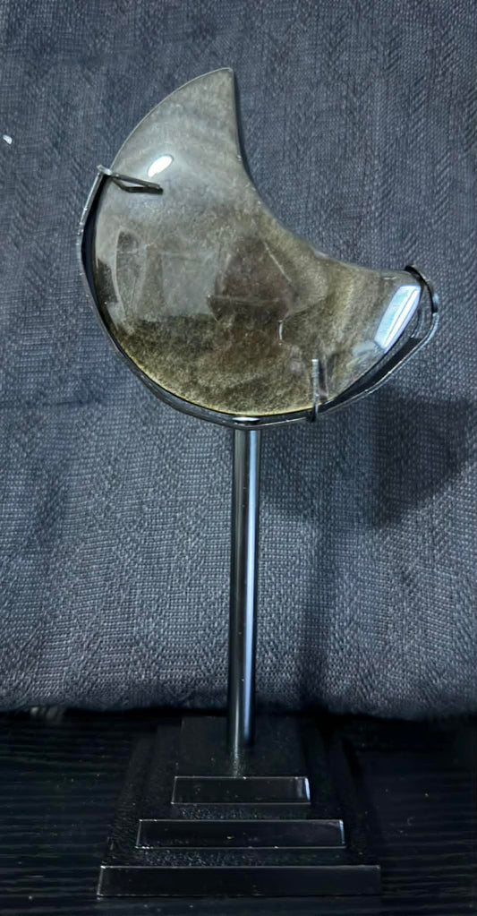 Gold Sheen Obsidian Moon with Stand