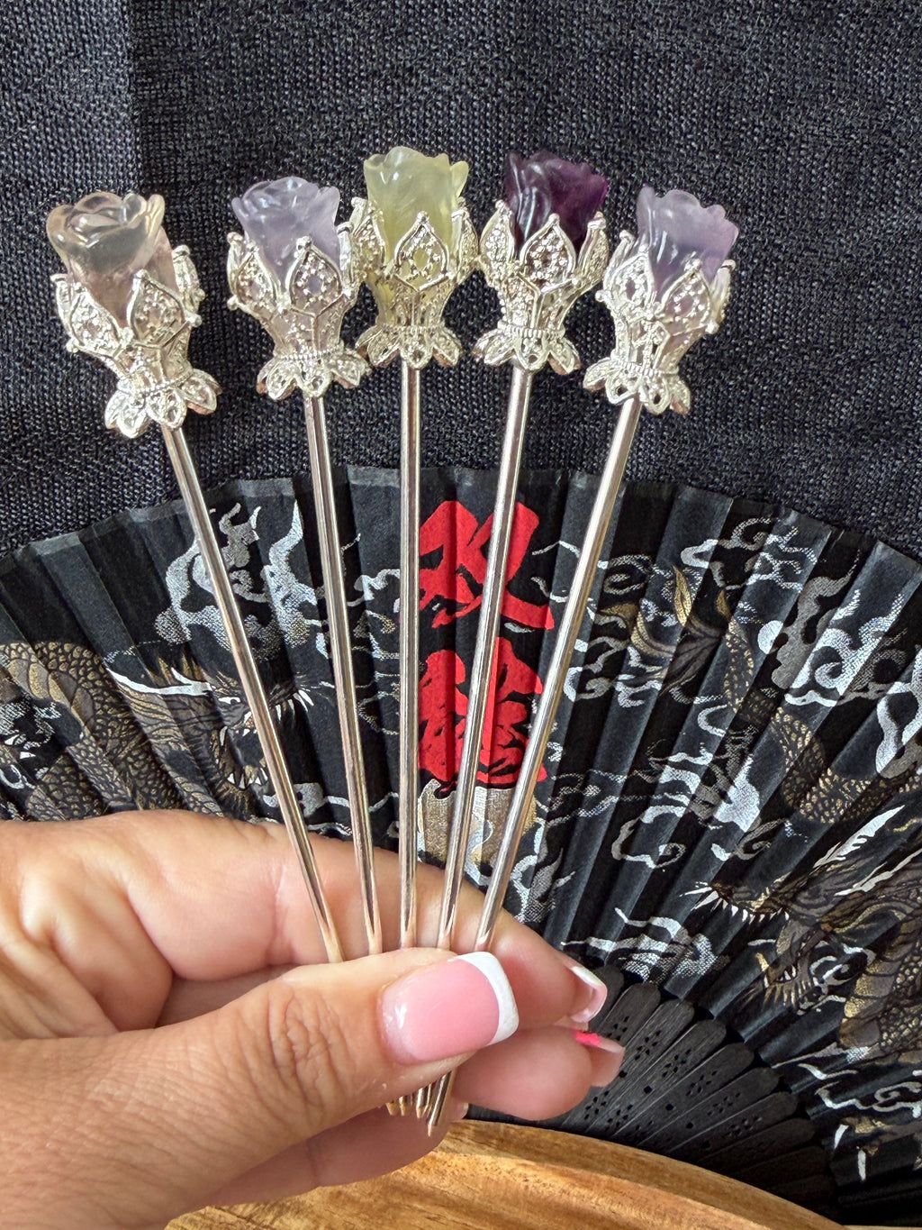 Fluorite Hair Pins
