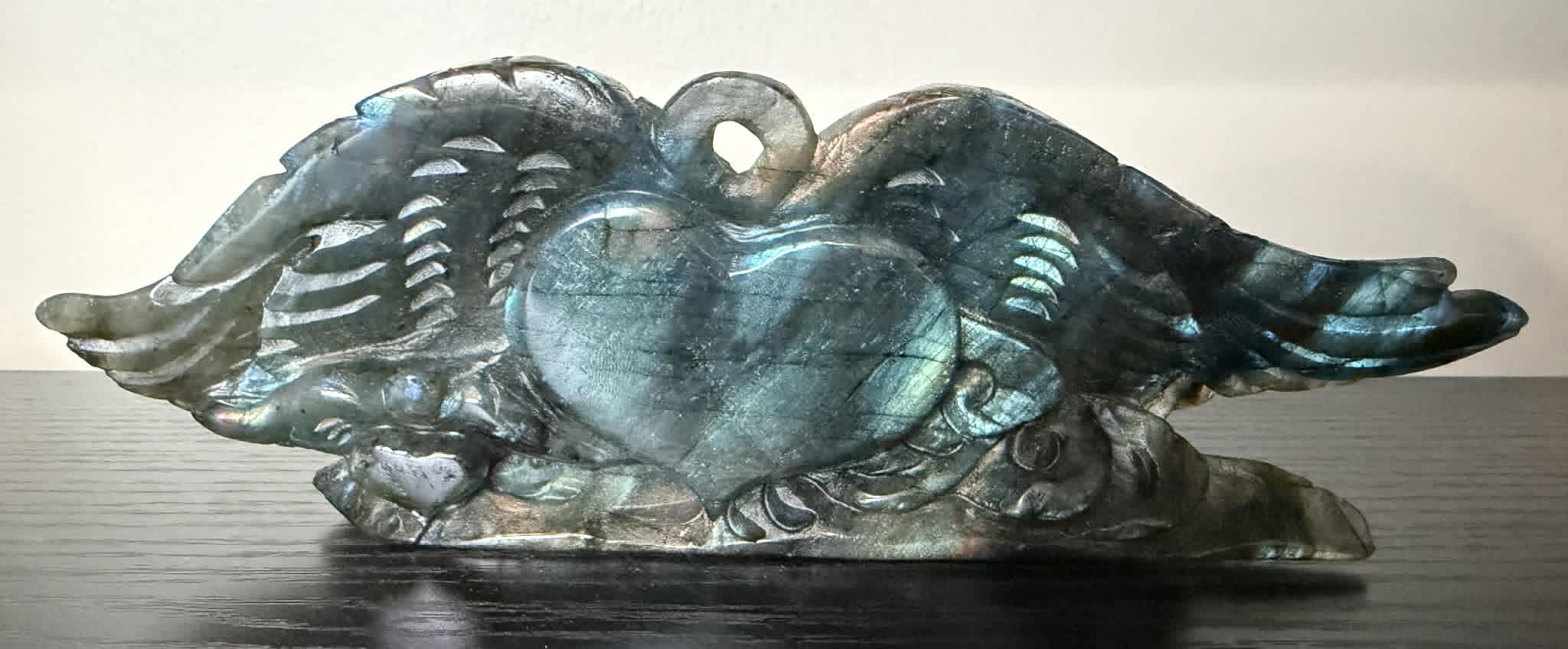 Labradorite Heart with Wings