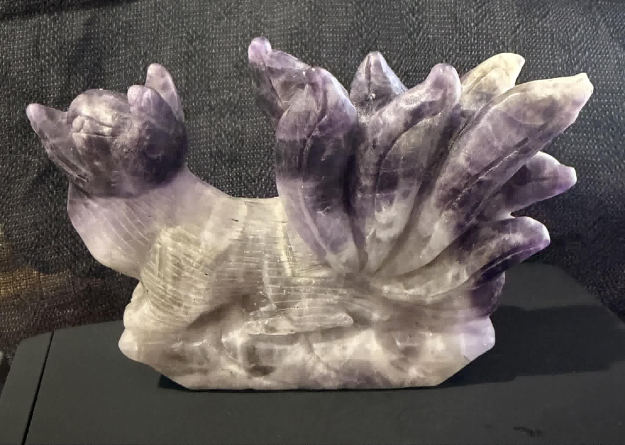 Amethyst Nine Tail Fox Carving