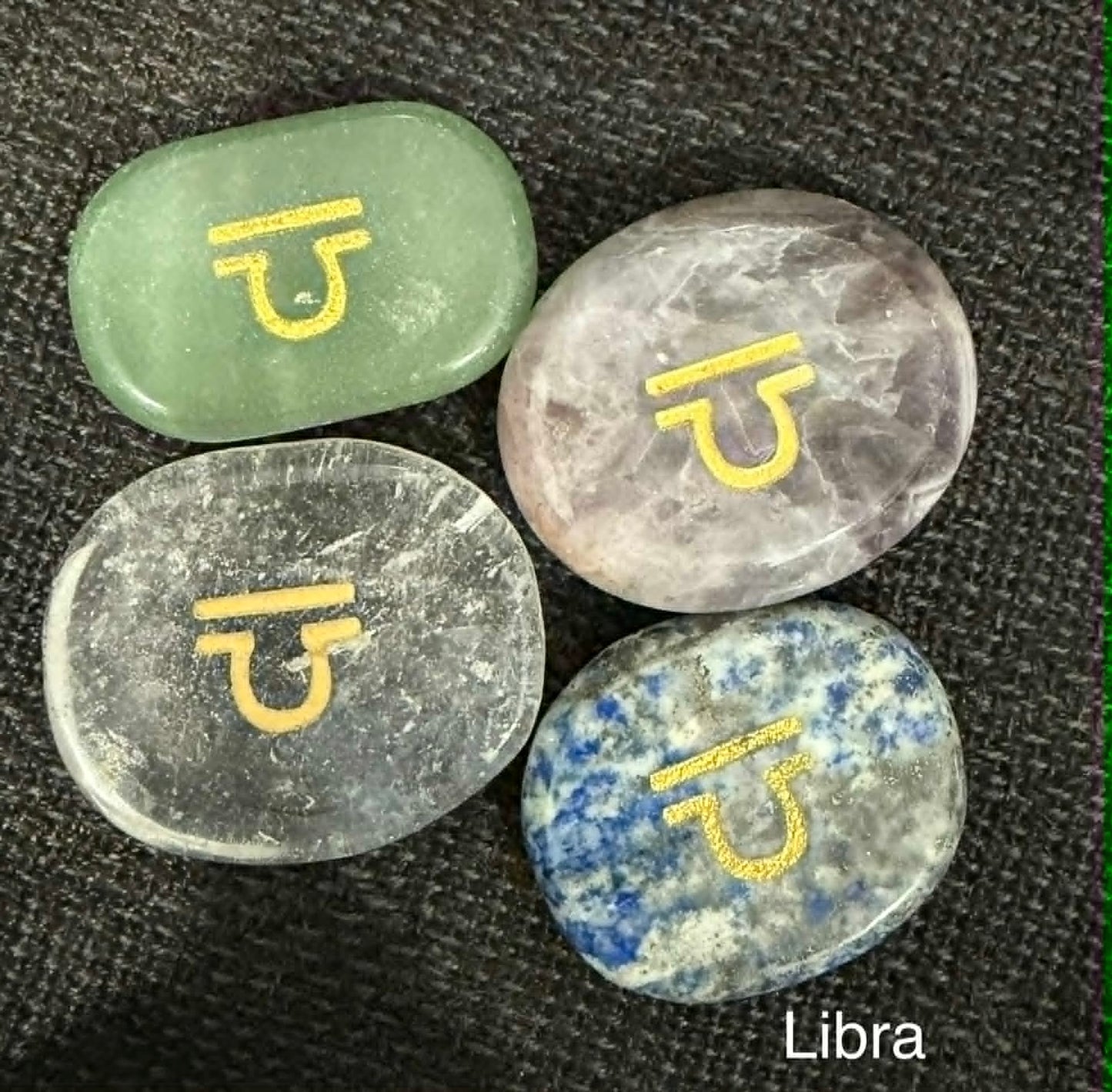 Crystal Palm Stones with Zodiac Symbols