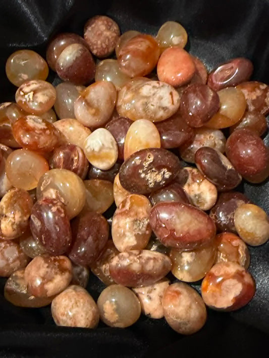 Orange Carnelian Flower Agate Tumbles