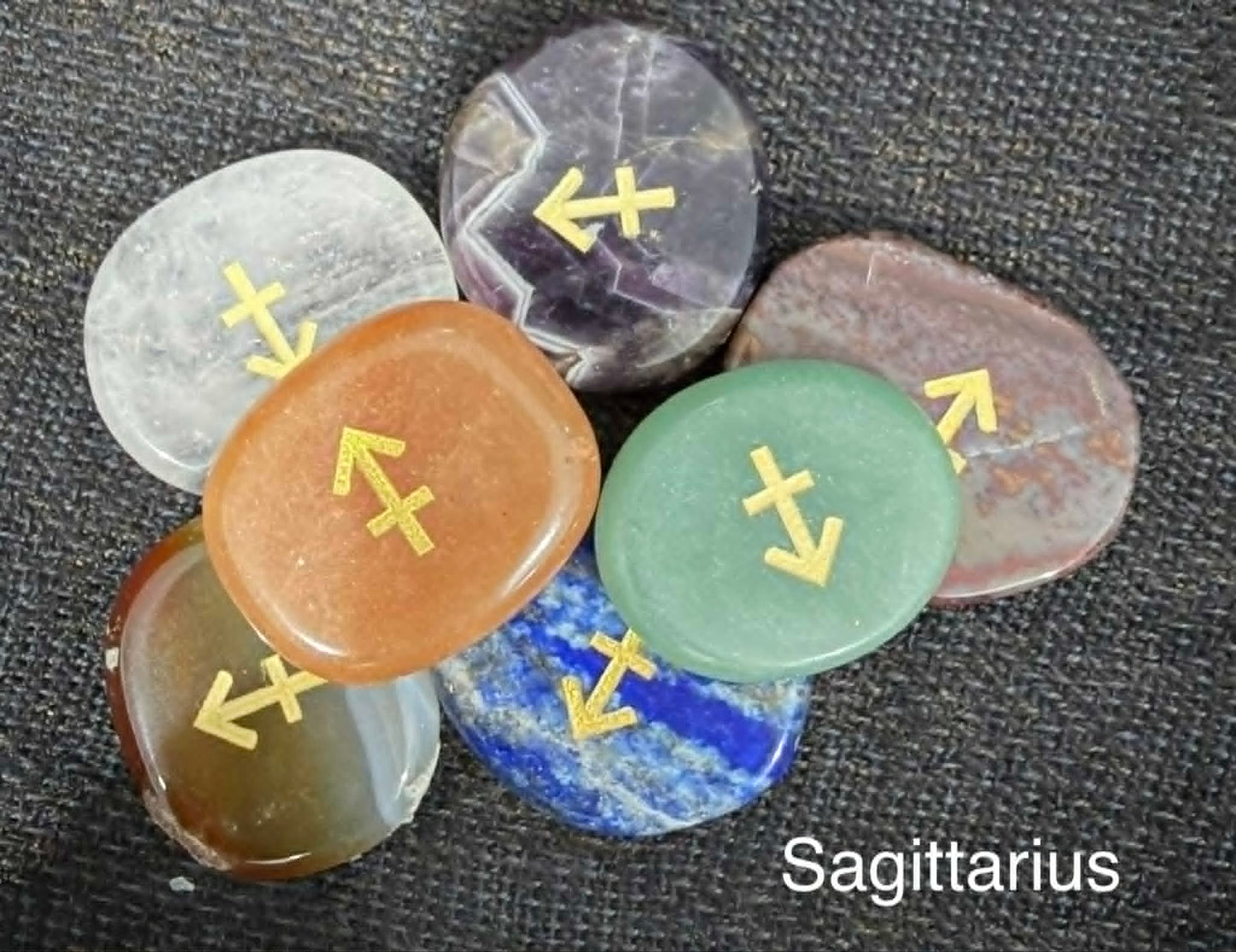 Crystal Palm Stones with Zodiac Symbols