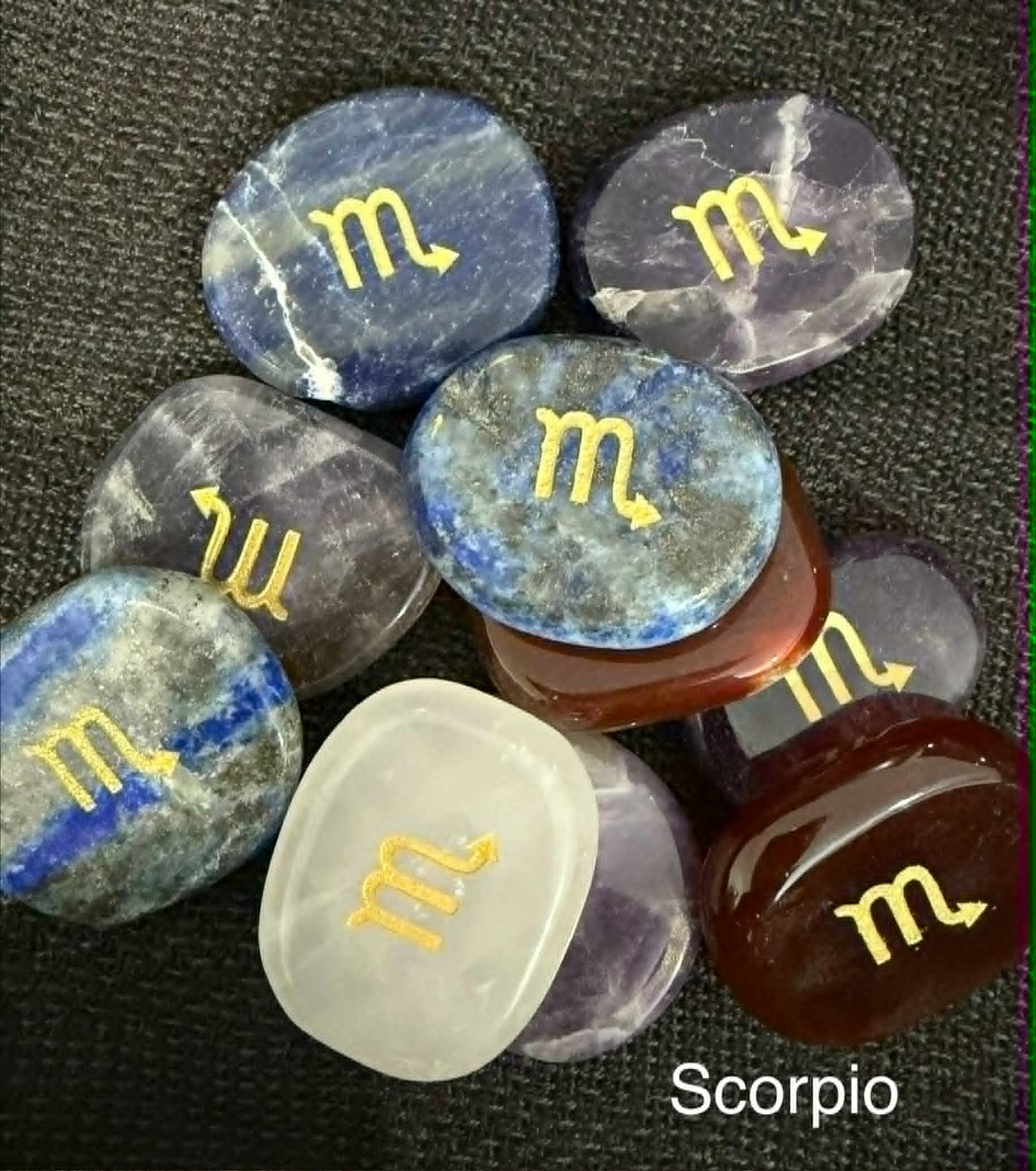 Crystal Palm Stones with Zodiac Symbols