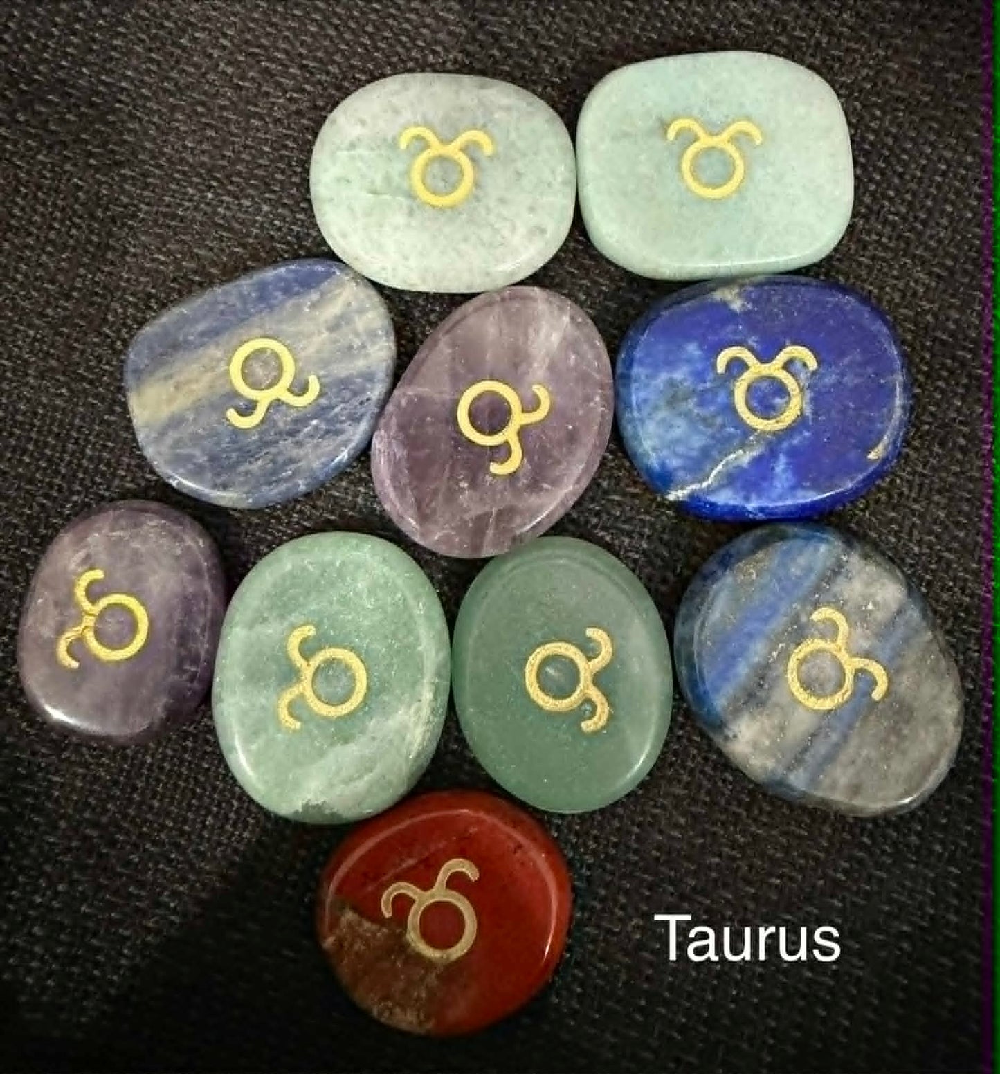 Crystal Palm Stones with Zodiac Symbols