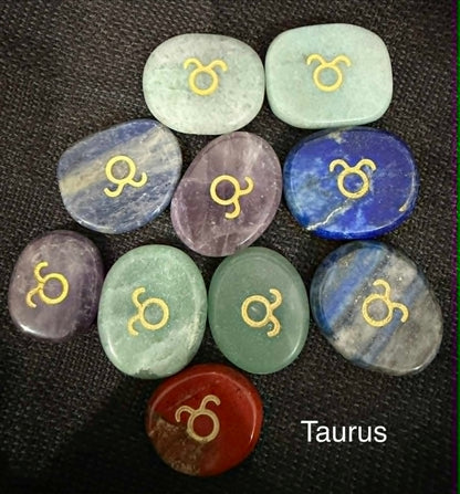 Crystal Palm Stones with Zodiac Symbols