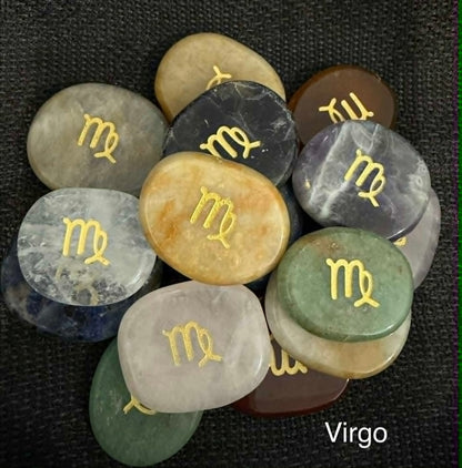 Crystal Palm Stones with Zodiac Symbols