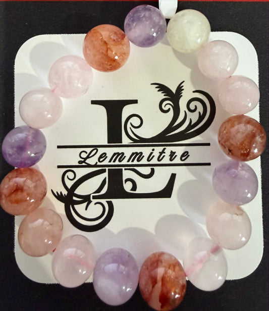 Mixed Crystal Bracelet – Amethyst, Fire Quartz, Rose Quartz & Clear Quartz