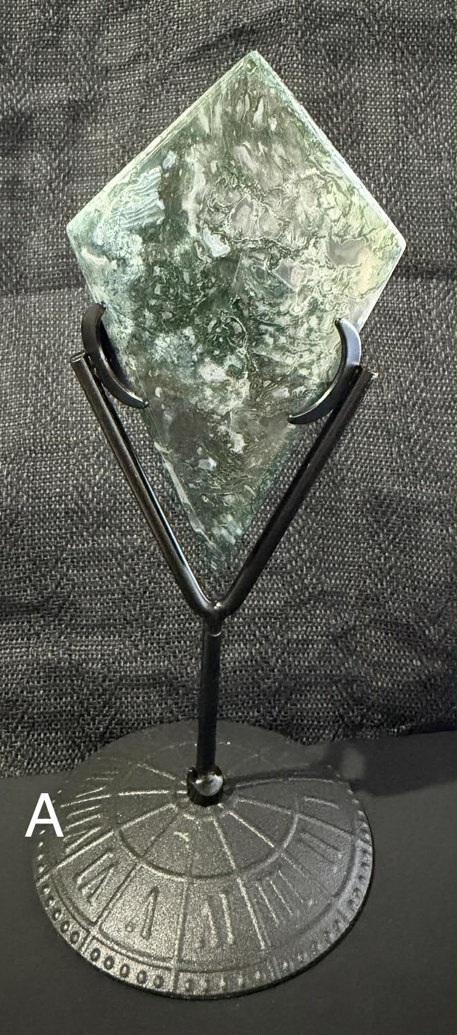 Moss Agate Diamond Shape with Stand