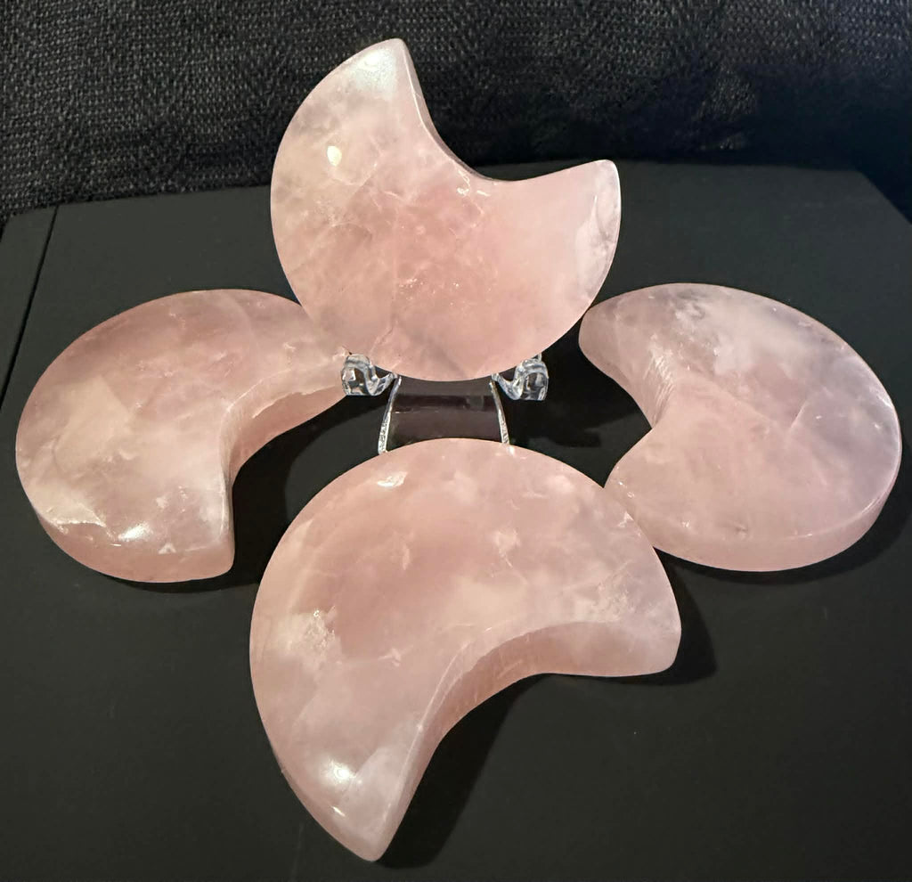 Rose Quartz Star and Moon Carvings