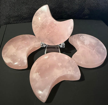 Rose Quartz Star and Moon Carvings