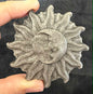 Moon & Sun Face Silver Obsidian Carving