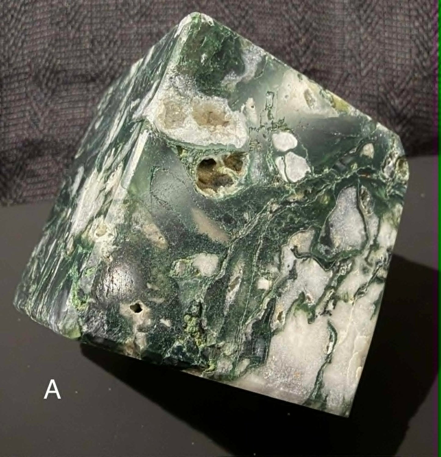 Moss Agate Cubes Self Standing