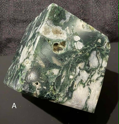 Moss Agate Cubes Self Standing