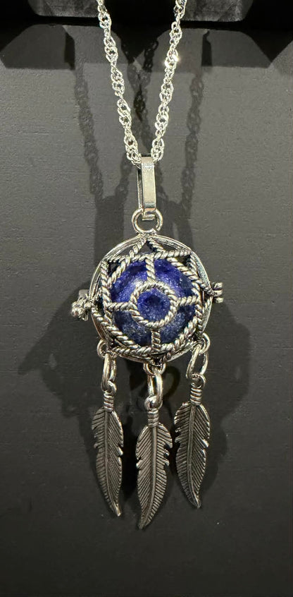Dreamcatcher Bead Cage Necklace with Sterling Silver Chain