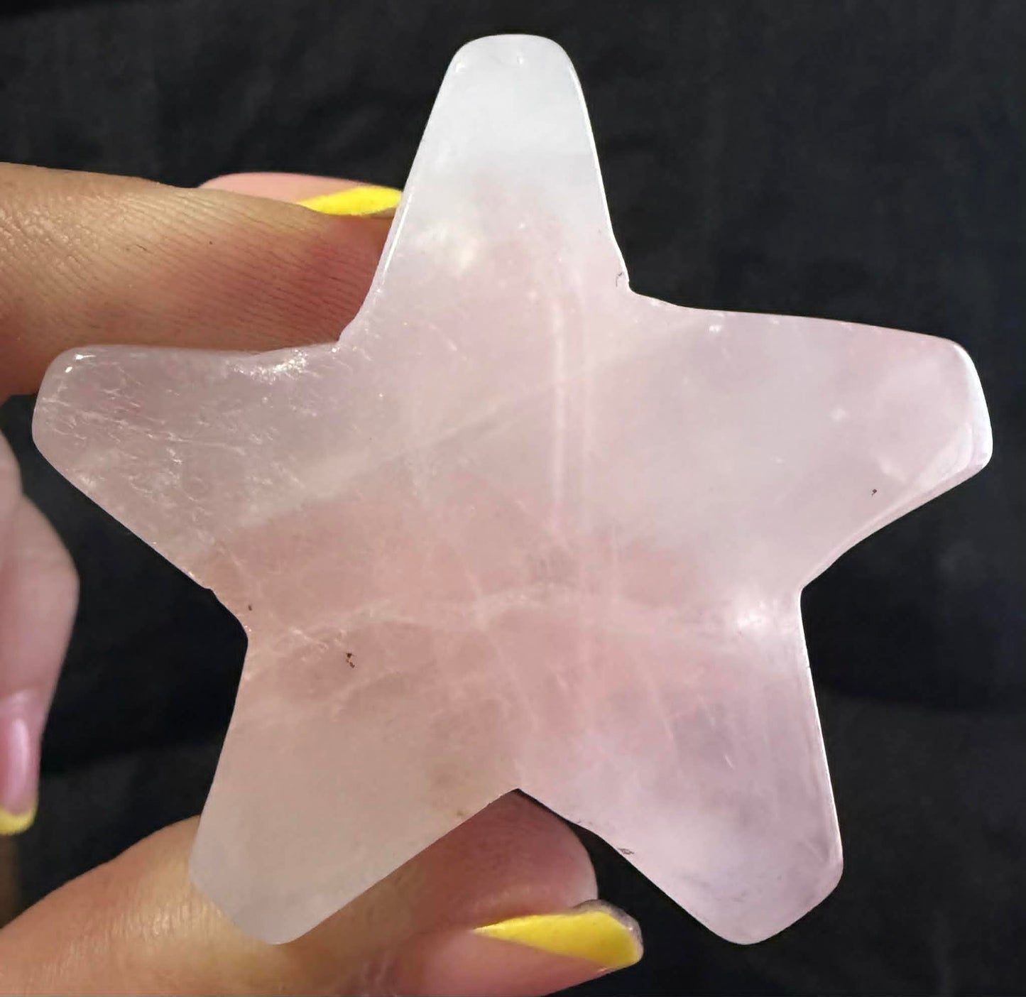 Rose Quartz Star and Moon Carvings