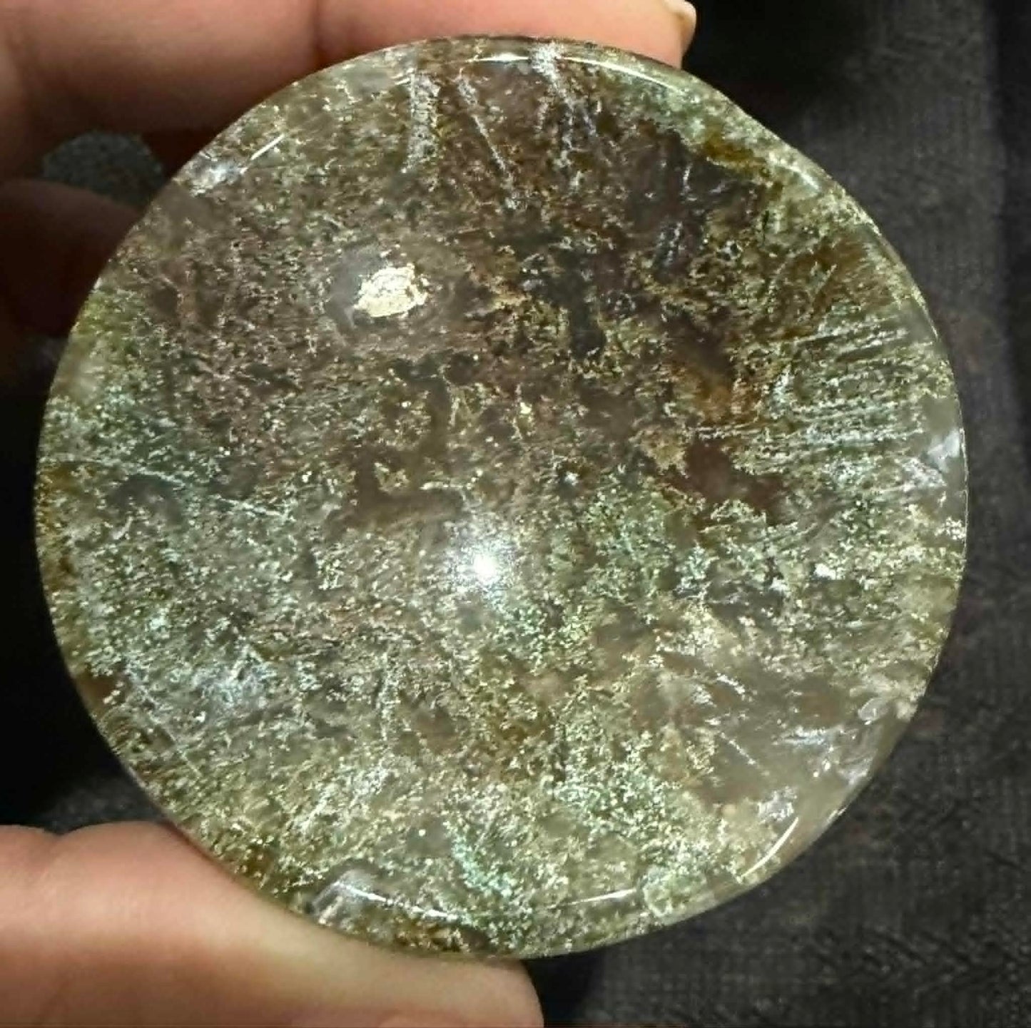 Moss Agate Bowl / Sphere Holder