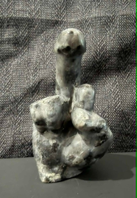 Larvikite Middle Finger Carving