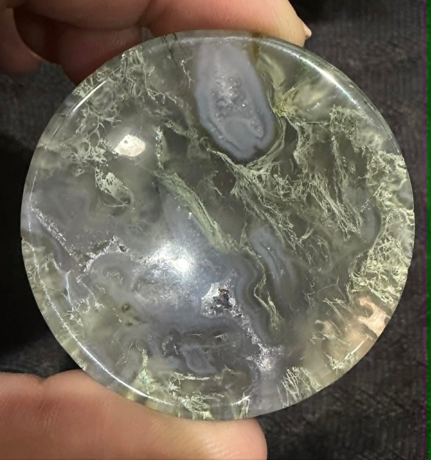 Moss Agate Bowl / Sphere Holder