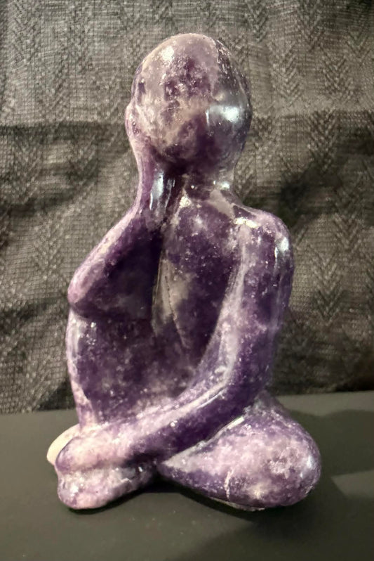 Lepidolite Thinking Man Carving